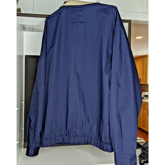 Mens Windbreaker Zip Up Jacket Size XL Navy Blue Tan Perry Ellis Portfolio Vtg - Picture 3 of 7